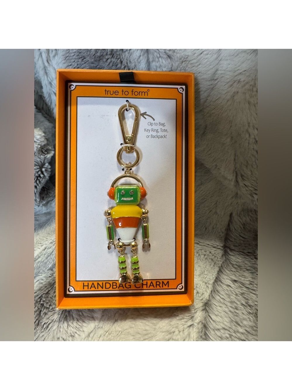 True to Form - NIB Halloween Candy Corn Robot Bag Charm/Key Chain - Festive Box